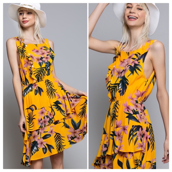 *CLEARANCE* POL Wandering the Tropics Midi Dress - Picture 9 of 15